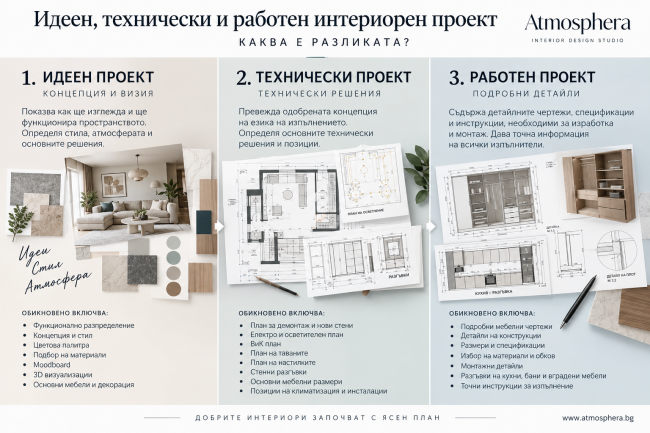 Идеен, технически и работен интериорен проект